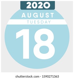 Calendar, August 18th, 2020. Blue color