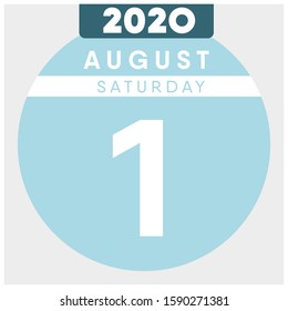 Calendar, August 1st, 2020. Blue color