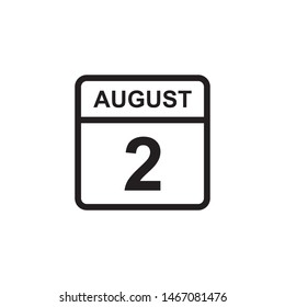calendar - August 2 icon illustration isolated vector sign symbol