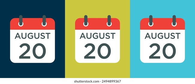 calendar - August 20 icon illustration isolated vector sign symbol