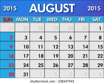 Calendar for August 2015 