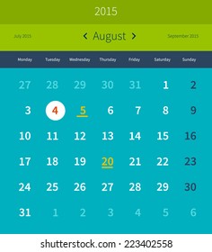 Calendar august 2015 vector design template
