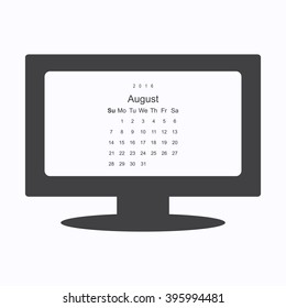 Calendar August 2016 vector design. Week starts from Sunday.