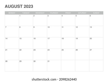 calendar August 2023, simple design