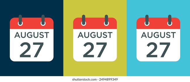 calendar - August 27 icon illustration isolated vector sign symbol