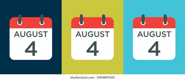 calendario - Ilustración de ícono de agosto 4 símbolo de signo de Vector aislado