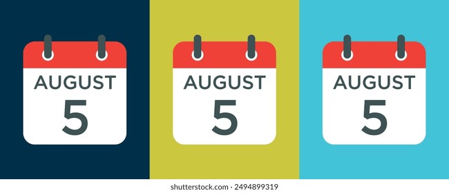 calendar - August 5 icon illustration isolated vector sign symbol