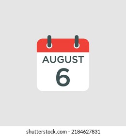 Calendar August 6 Icon Illustration Isolated Stock Vector (Royalty Free ...