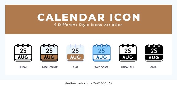 Icono de agosto del calendario. símbolo de icono de alta calidad para el Diseño web