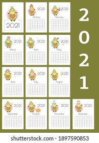 Calendar Avocado paln 2021 green