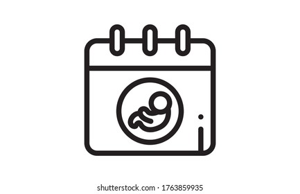 Calendar, baby icon. Element of maternity culture. Thin icon for website design and development, app development. Premium icon stock illustration.