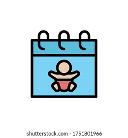Calendar, baby icon. Simple color with outline vector elements of Children's day icons for ui and ux, website or mobile application