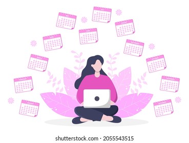 Calendar Background Vector Illustration With Circle Sign For Planning Important Matter, Time Management, Work Organization and Life Events Notification or Holiday
