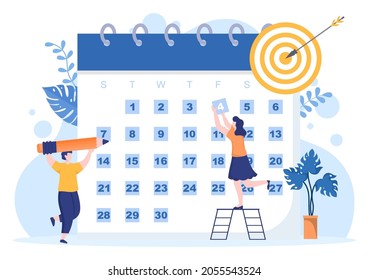 Calendar Background Vector Illustration With Circle Sign For Planning Important Matter, Time Management, Work Organization and Life Events Notification or Holiday
