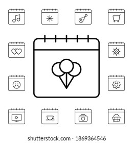 Calendar, balloons flat vector icon in calendar pack