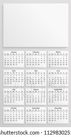 Calendar banner 2019. Business Calendar banner 3d realistic mock up 2019. For phone app 1920 x 1080. Calendar grid on white background with place for text or your design. Vector illustration EPS10.