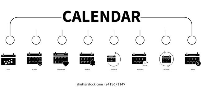 Calendar banner web icon vector illustration concept