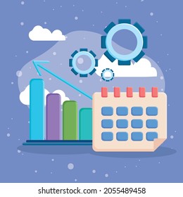 calendar and bars chart of strategic theme