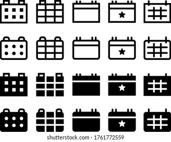 Calendar basic icons, variety of icons