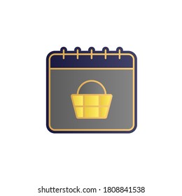 Calendar, basket, market color gradient vector icon