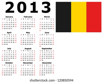 Calendar - Belgium Flag