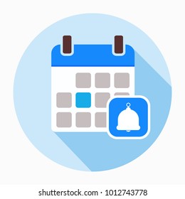 Calendar with bell icon vector, filled flat sign, solid pictogram isolated on white. Agenda reminder symbol, logo illustration