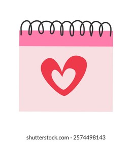  Calendar with a big red heart. Suitable for Valentine's Day, romantic designs and planning important dates.