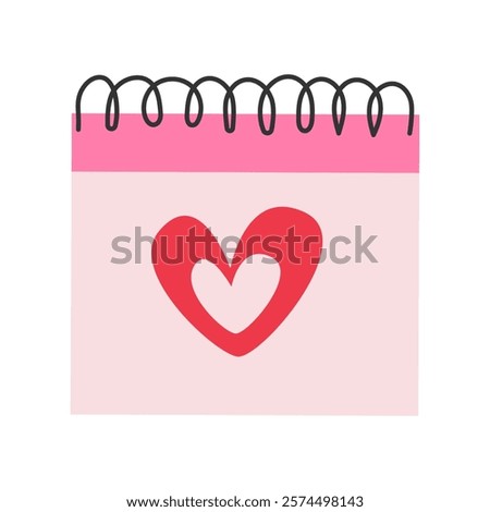  Calendar with a big red heart. Suitable for Valentine's Day, romantic designs and planning important dates.
