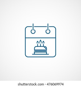 Calendar Birthday Cake Blue Flat Icon On White Background