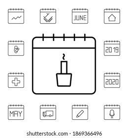 Calendar, birthday flat vector icon in calendar pack