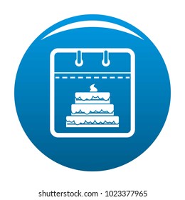 Calendar birthday icon vector blue circle isolated on white background 