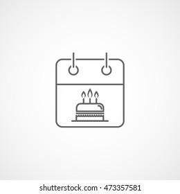 Calendar Birthday Line Icon On White Background