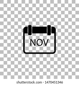 Calendar. Black flat icon on a transparent background. Pictogram for your project