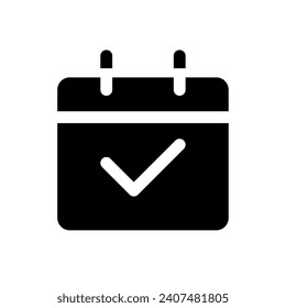 Calendar black glyph ui icon. Planning events. Schedule mobile app. User interface design. Silhouette symbol on white space. Solid pictogram for web, mobile. Isolated vector illustration