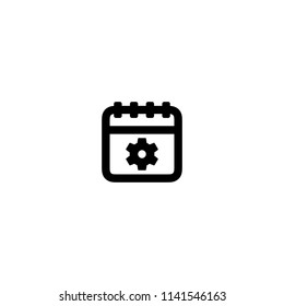 Calendar black icon in vector for interface (UI) on white background. Flatten and converted to outlines.