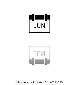 Calendar. Black symbol on white background. Simple illustration. Flat Vector Icon. Mirror Reflection Shadow. Can be used in logo, web, mobile and UI UX project