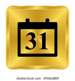 Calendar - black vector icon;  gold button