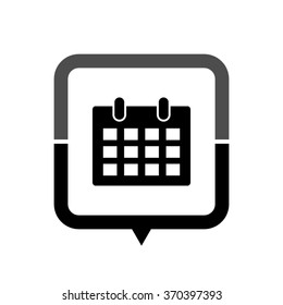 Calendar - black vector icon; map pointer;  message bubble