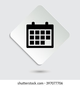 Calendar - black vector icon  on a paper button