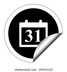Calendar  - black vector icon. Round sticker.