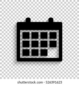 Calendar - black vector  icon with shadow