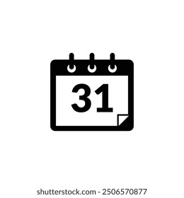Calendar black and white flat vector icon design. Calendar glyph and symbol