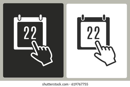 Calendar - black and white icons. Vector illustration.
