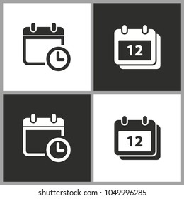 Calendar - black and white vector icons for graphic and web design.