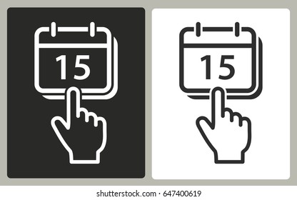 Calendar - black and white vector icons. Illustration isolated for graphic and web design.