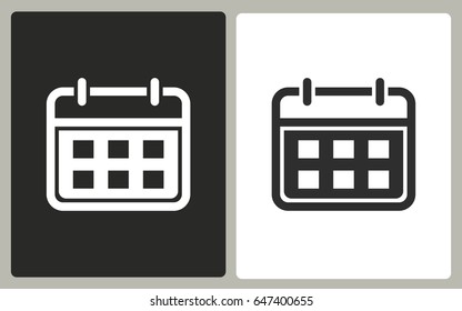 Calendar - black and white vector icons. Illustration isolated for graphic and web design.