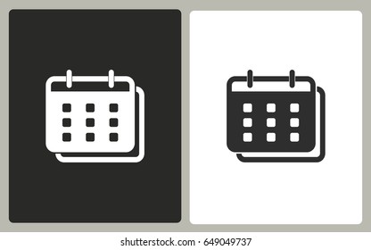 Calendar - black and white vector icons. Illustration isolated for graphic and web design.