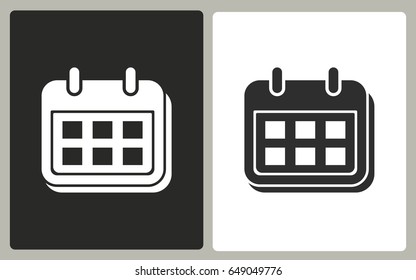 Calendar - black and white vector icons. Illustration isolated for graphic and web design.