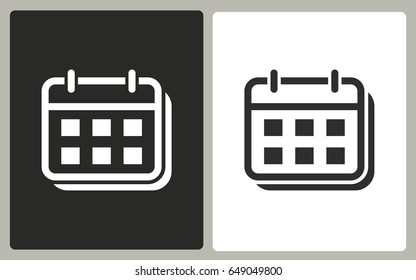 Calendar - black and white vector icons. Illustration isolated for graphic and web design.