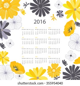 Calendar with Black and Yellow flower